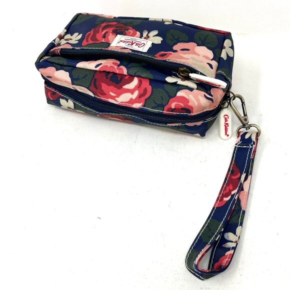 Rare ~ Cath Kidston London Wristlet Pouch Blue Floral - Picture 4 of 10